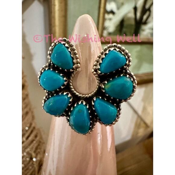 Kingman Turquoise Naja Sterling Silver Ring Size 10.5 - Picture 2 of 5